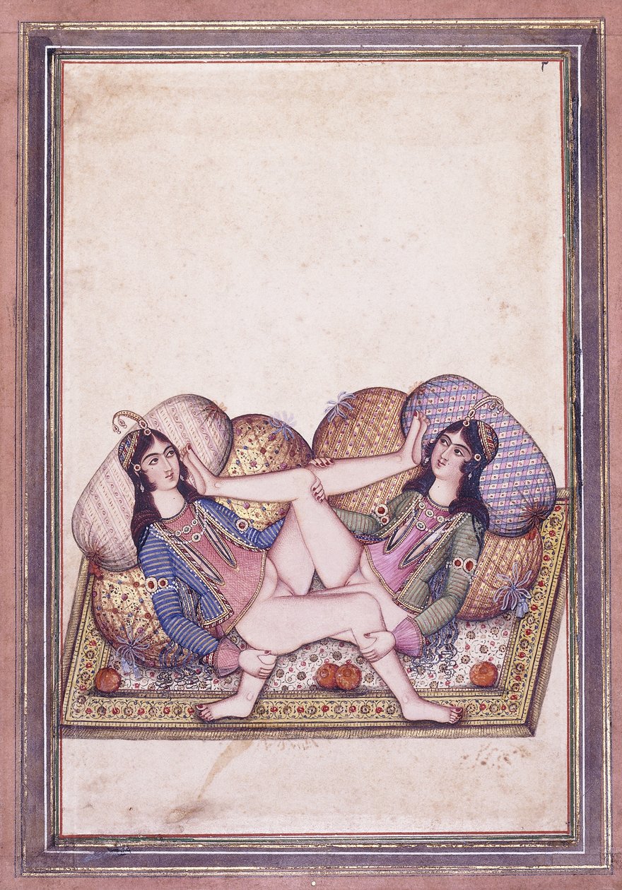 An Erotic Scene, mid 19th century by Qajar School