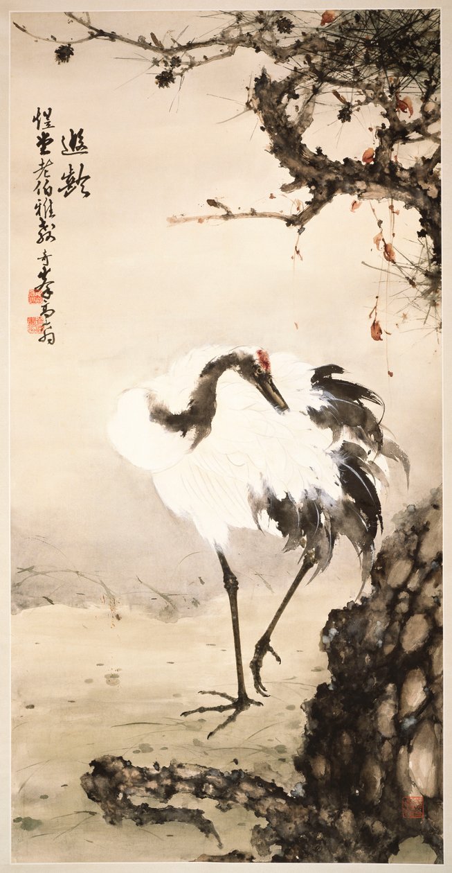 Crane under a Pine Tree by Qifeng Gao