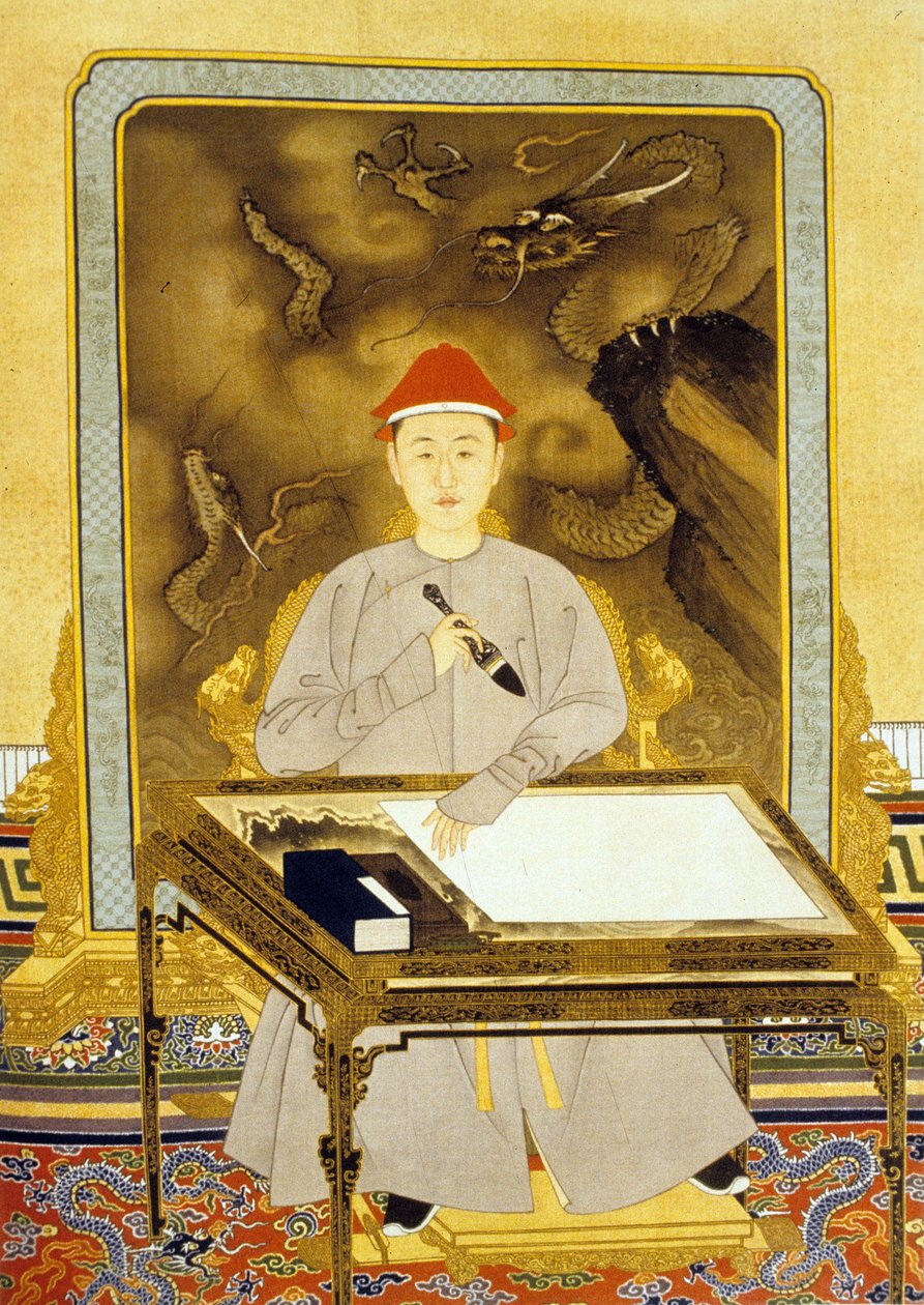 Heng Tsu or Kangxi, Emperor of China at his Writing Desk by Qing Dynasty   Kangxi Period Chinese School