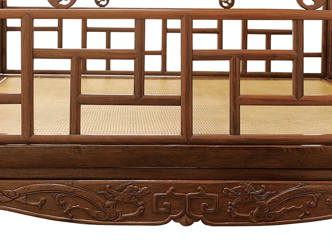 Detail of a Huanghuali six-post canopy bed, Jiazichuang Qing Dynasty by Qing Dynasty Chinese School
