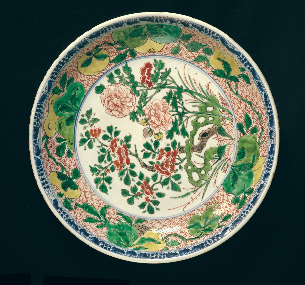 Dish with famille verte decoration, Kangxi Period by Qing Dynasty Chinese School