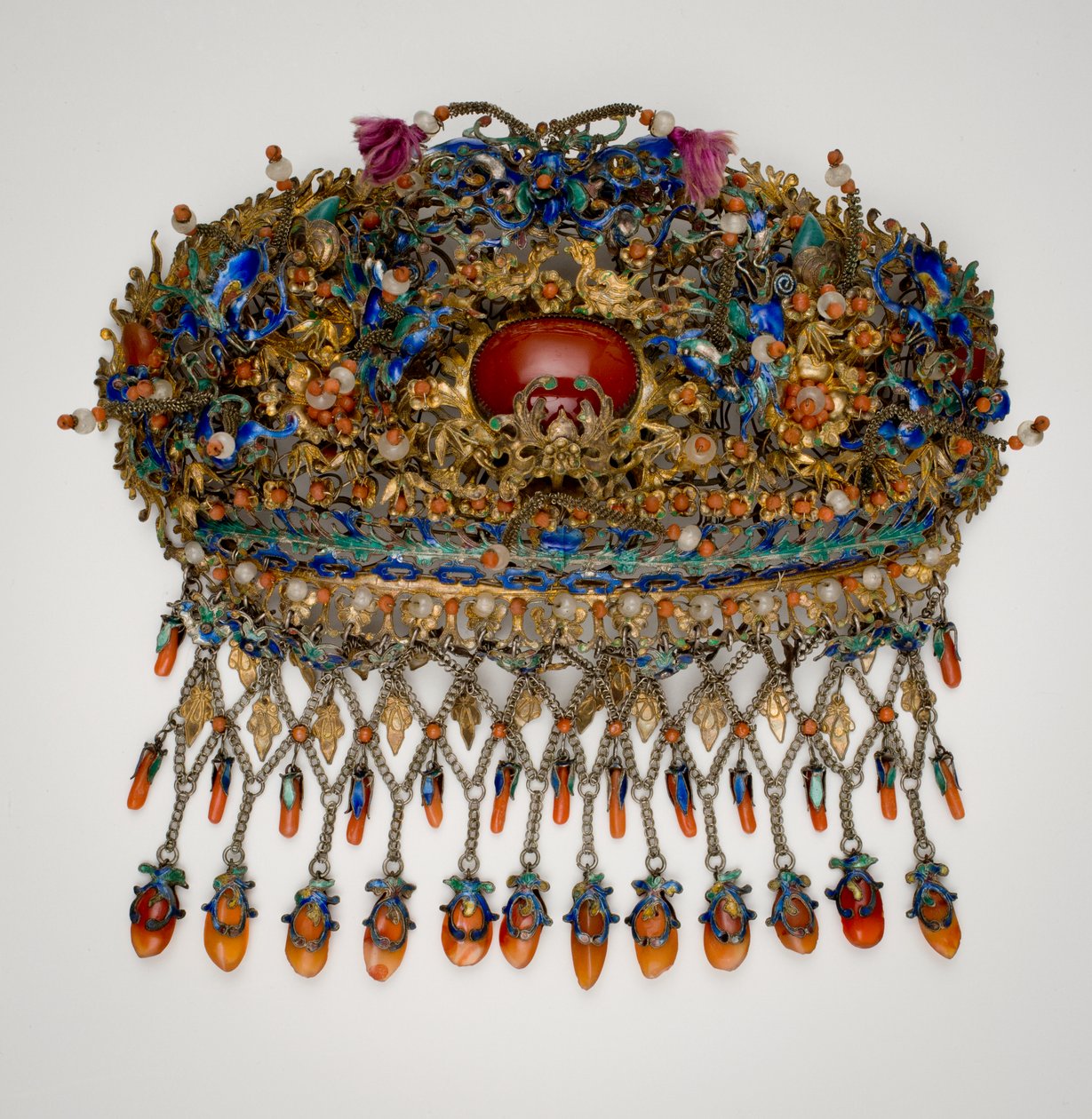 Gilt Headdress with Motifs of Birds, Flowers, Butterflies, and Bamboo by Qing Dynasty Chinese School