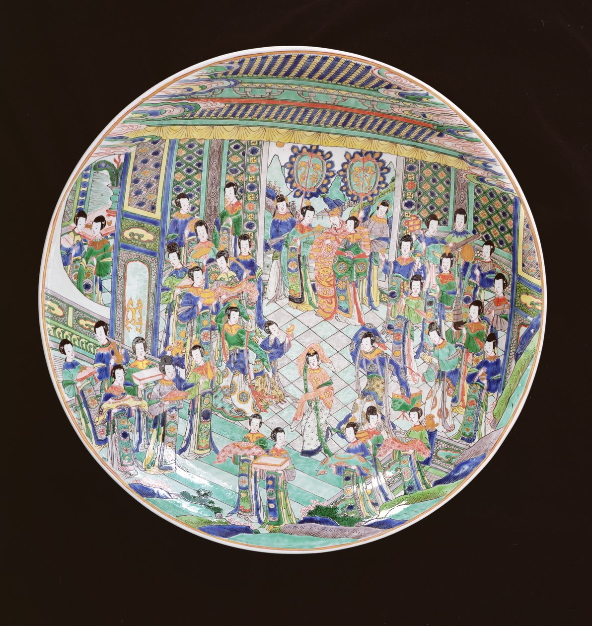 Large Famille Verte Charger, Kangxi Period (1662-1722) by Qing Dynasty Chinese School