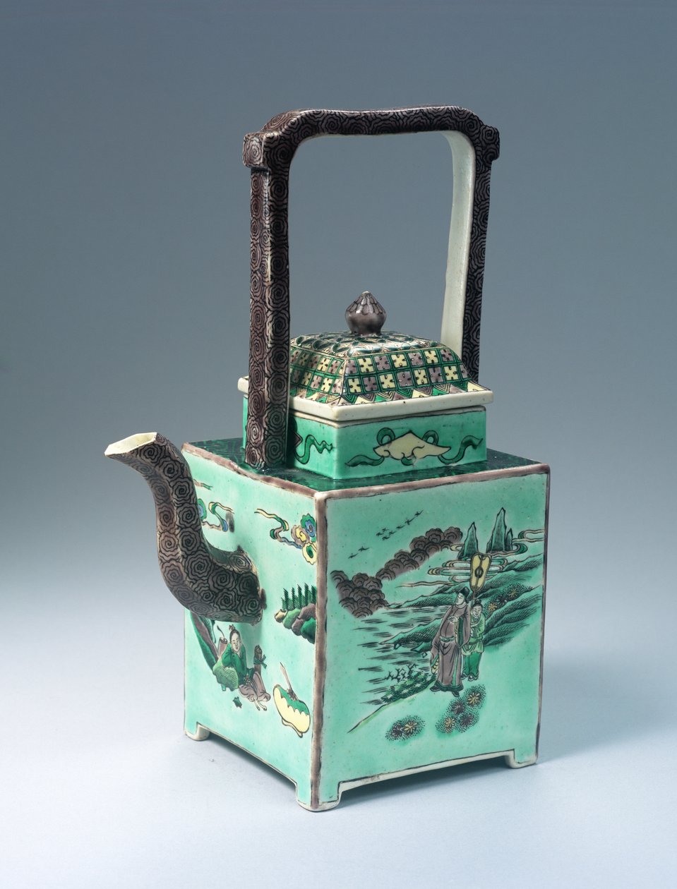 Large Famille Verte Teapot, Kangxi Period (1662-1722) by Qing Dynasty Chinese School