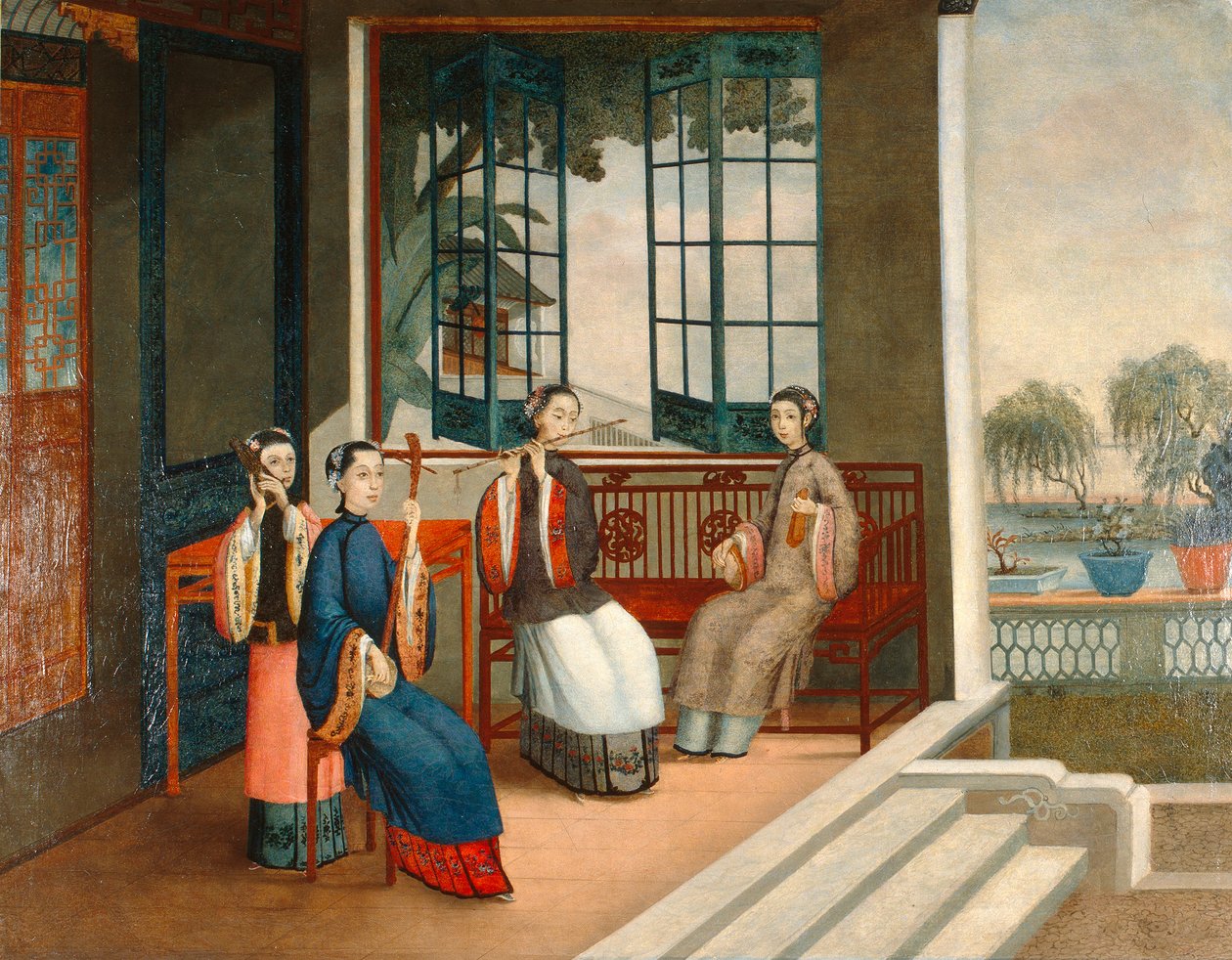 Musicians by Qing Dynasty Chinese School
