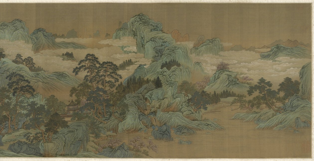 River Landscape in Blue and Green, 17th-18th Century by Qing Dynasty Chinese School
