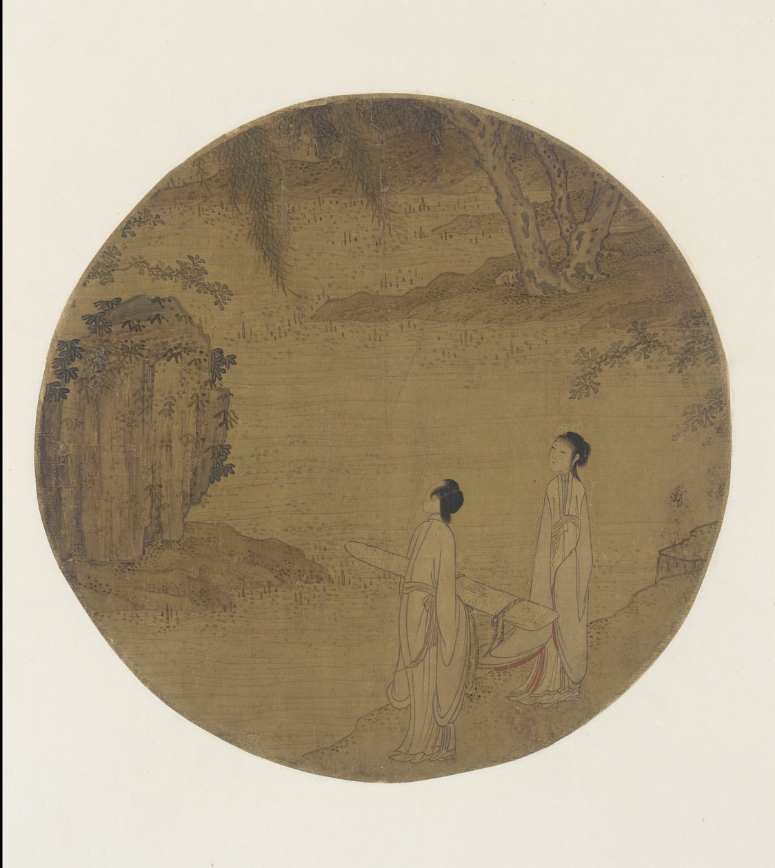 Two Women with a Qin (Zither) by Qing Dynasty Chinese School
