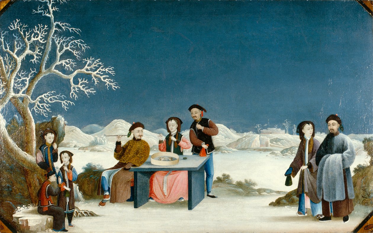 Winter Scene with Distant Fortress by Qing Dynasty Chinese School