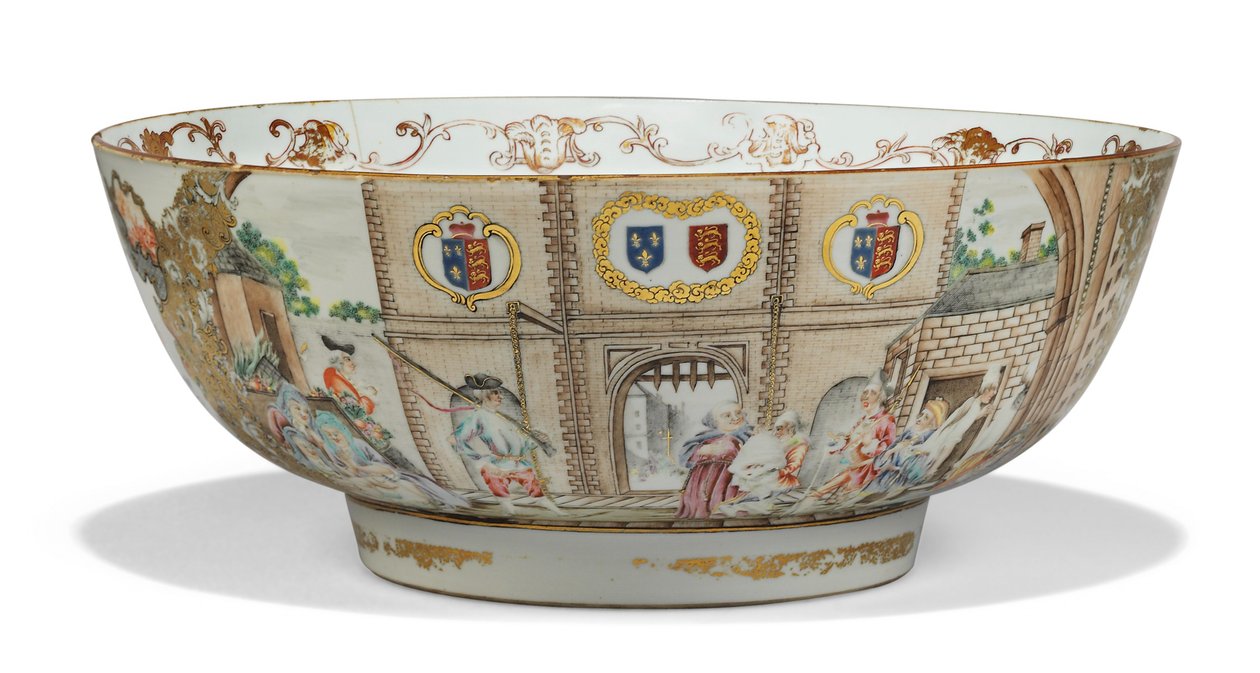 The Gate of Calais Punch Bowl by Qing Dynasty   Qianlong Period Chinese