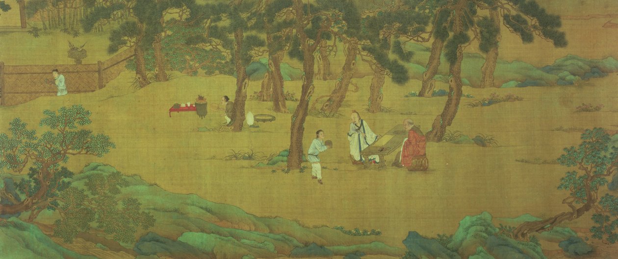 Zhao Mengfu Writing the Heart Sutra in Exchange for Tea by Qiu Ying