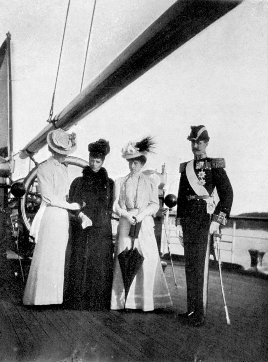 Empress Maria Feodorovna, Princess Victoria, Queen Maud and King Haakon VII of Norway, 1908 by Queen Alexandra