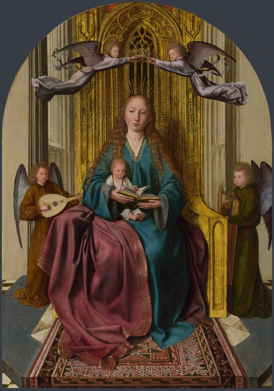 The Virgin and Child Enthroned, with Four Angels by Quentin Massys or Metsys