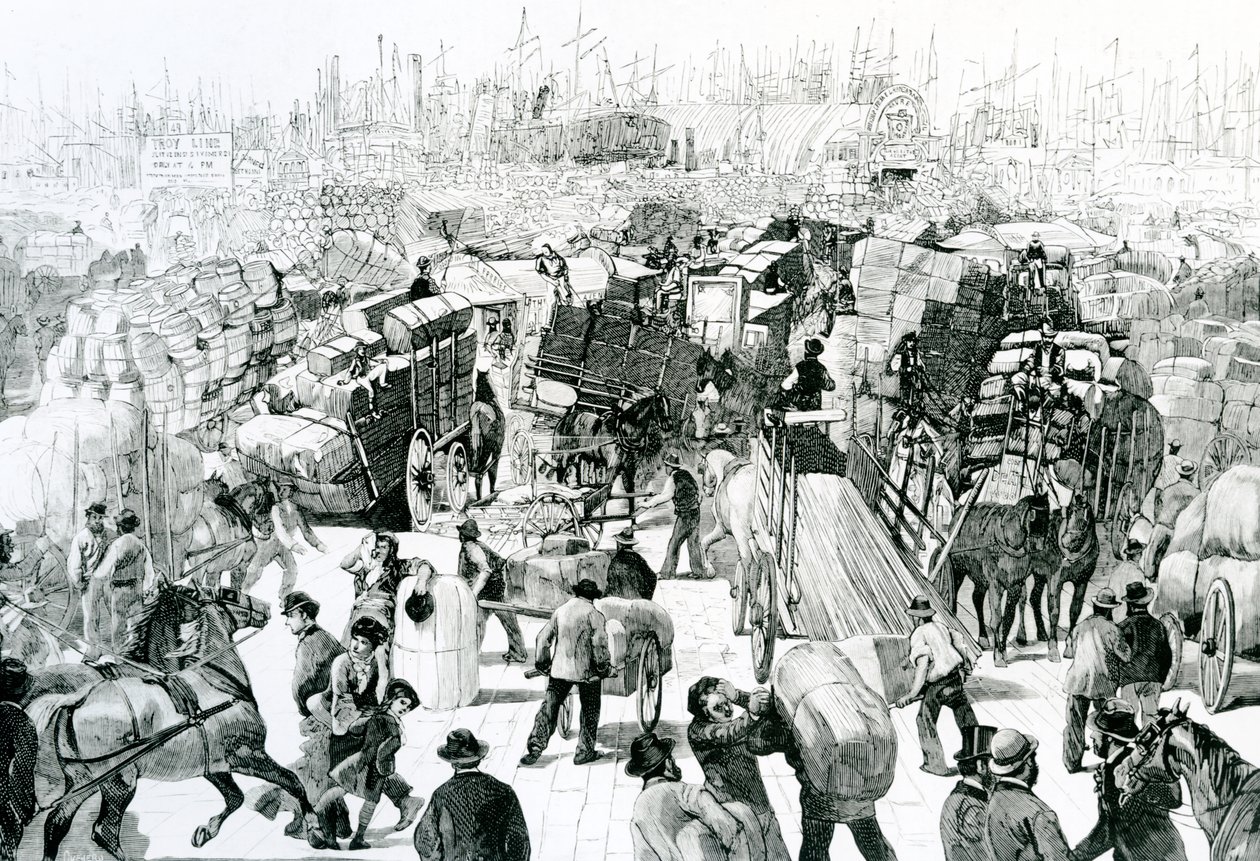 View from West Street of Mercantile Activity in New York Harbour, c.1880 by Quevero