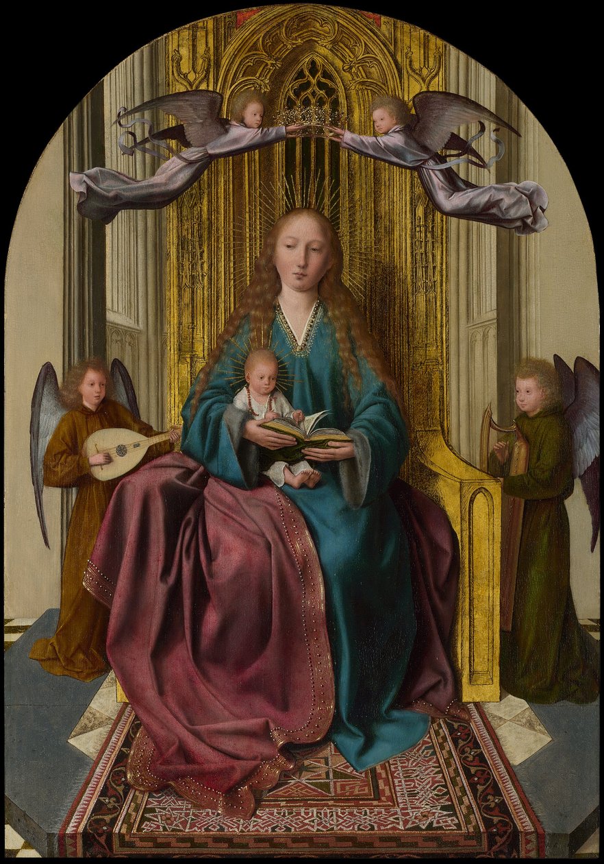 The Virgin and Child Enthroned, with Four Angels by Quinten Massys