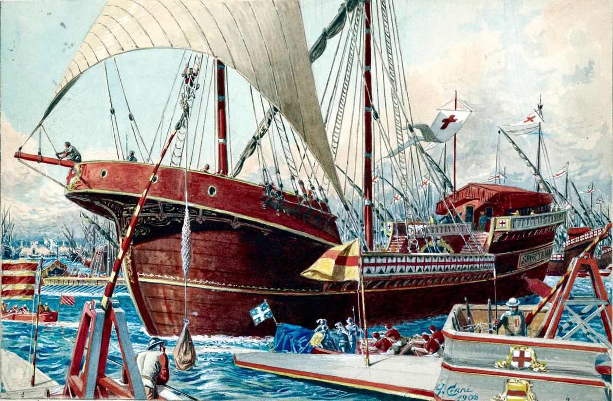 A Genoese Nave (Large Sailing Ship) by Quinto Cenni
