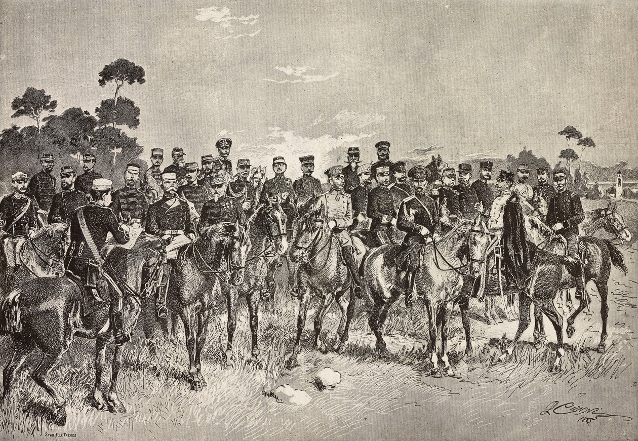 Foreign armies officers visiting Italian soldiers in Lombardy by Quinto Cenni