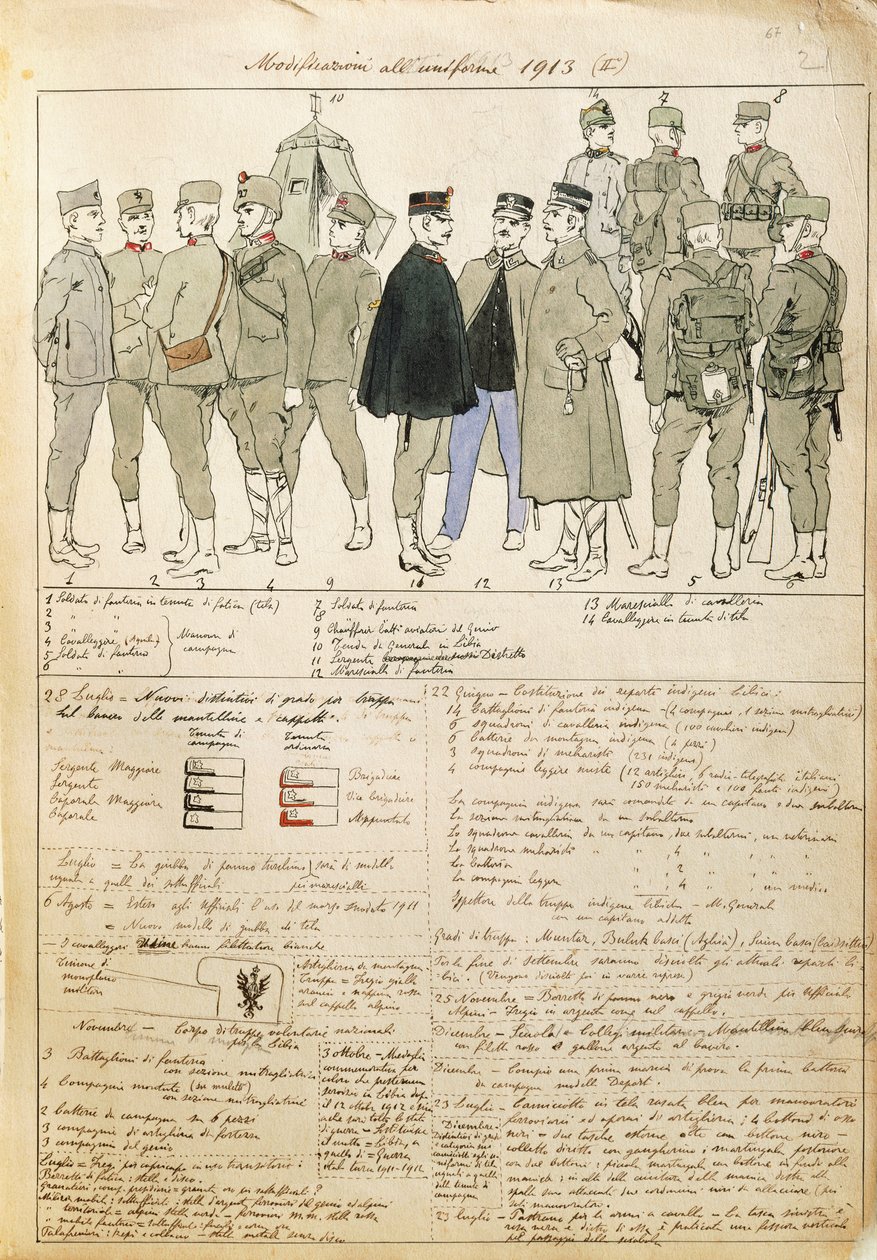 Uniform variations of Kingdom of Italy, color plate by Quinto Cenni