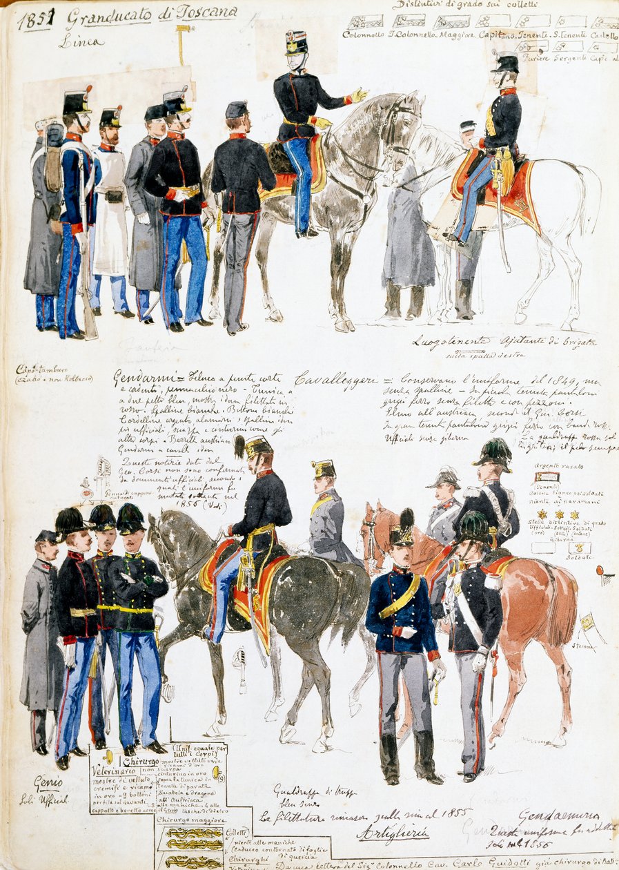 Uniforms of Grand Duchy of Tuscany in 1851 by Quinto Cenni