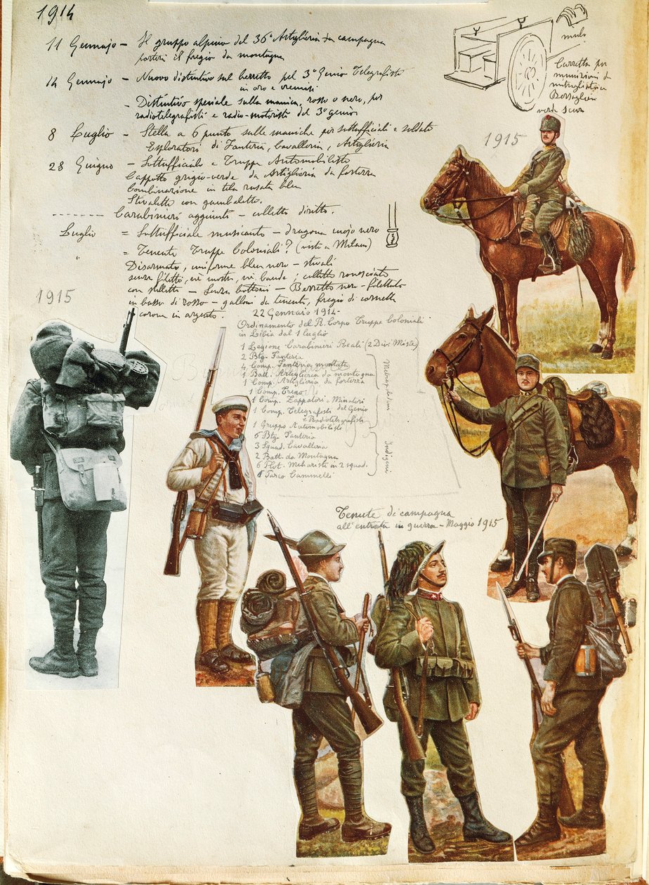Uniforms of Italian army during World War I, by Quinto Cenni by Quinto Cenni