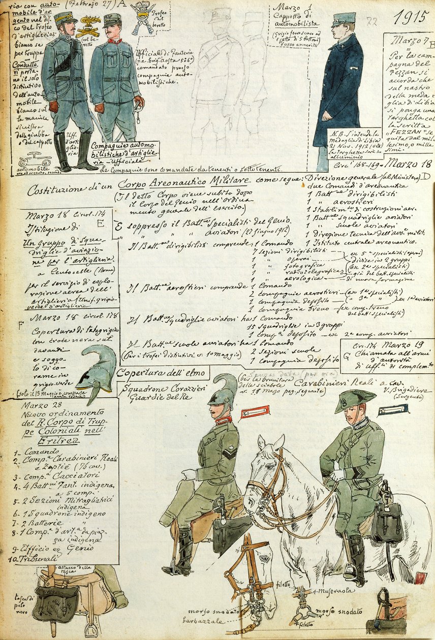 Various uniforms of Kingdom of Italy by Quinto Cenni