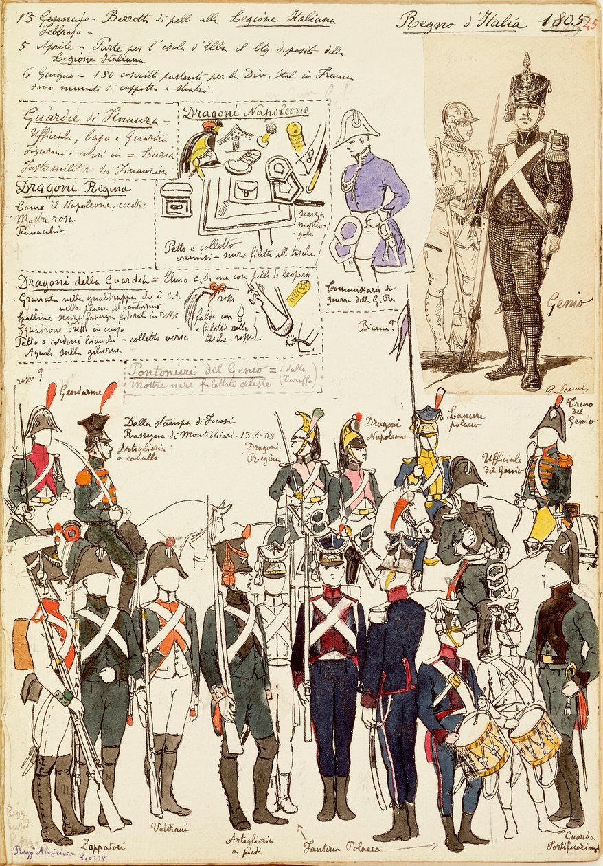 Various Uniforms of the Kingdom of Italy from 1805 by Quinto Cenni