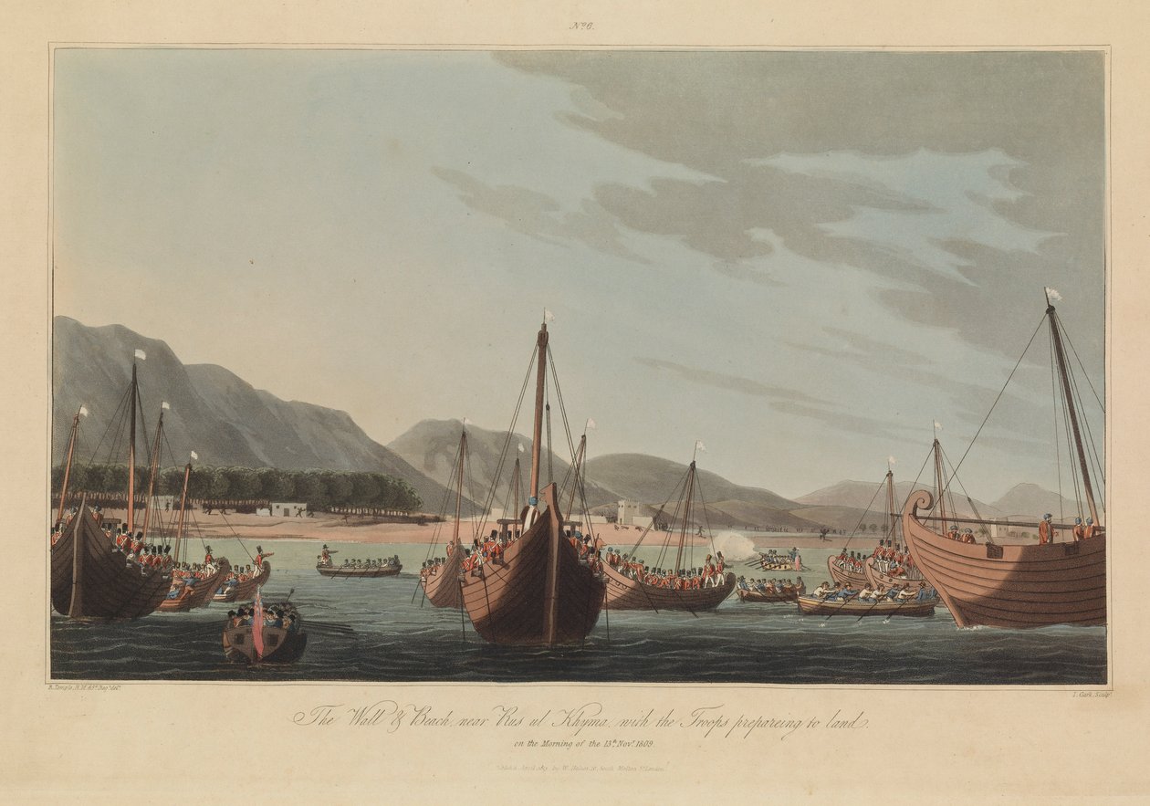 Sixteen Views of Places in the Persian Gulf Forces against the Arabian Pirates by R. (after) Temple