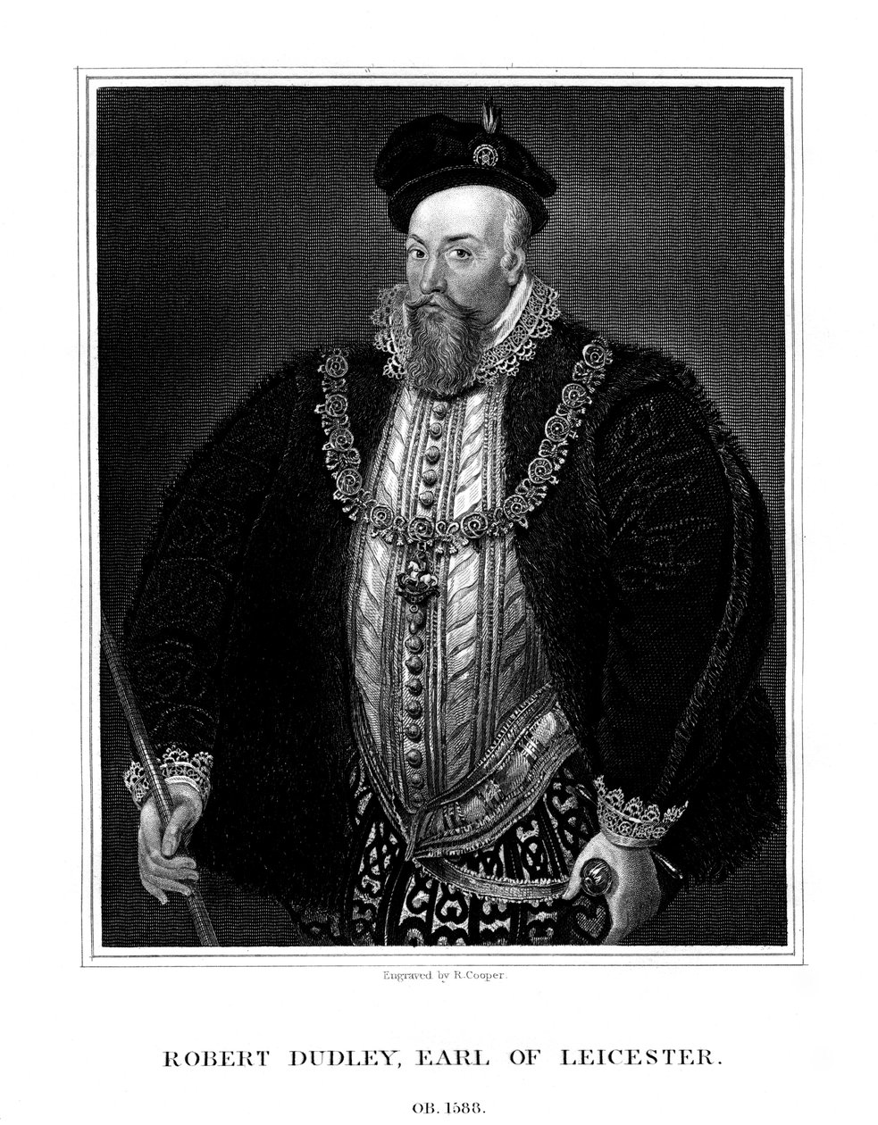 Robert Dudley, 1st Earl of Leicester, favourite of Queen Elizabeth I of England by R. Cooper