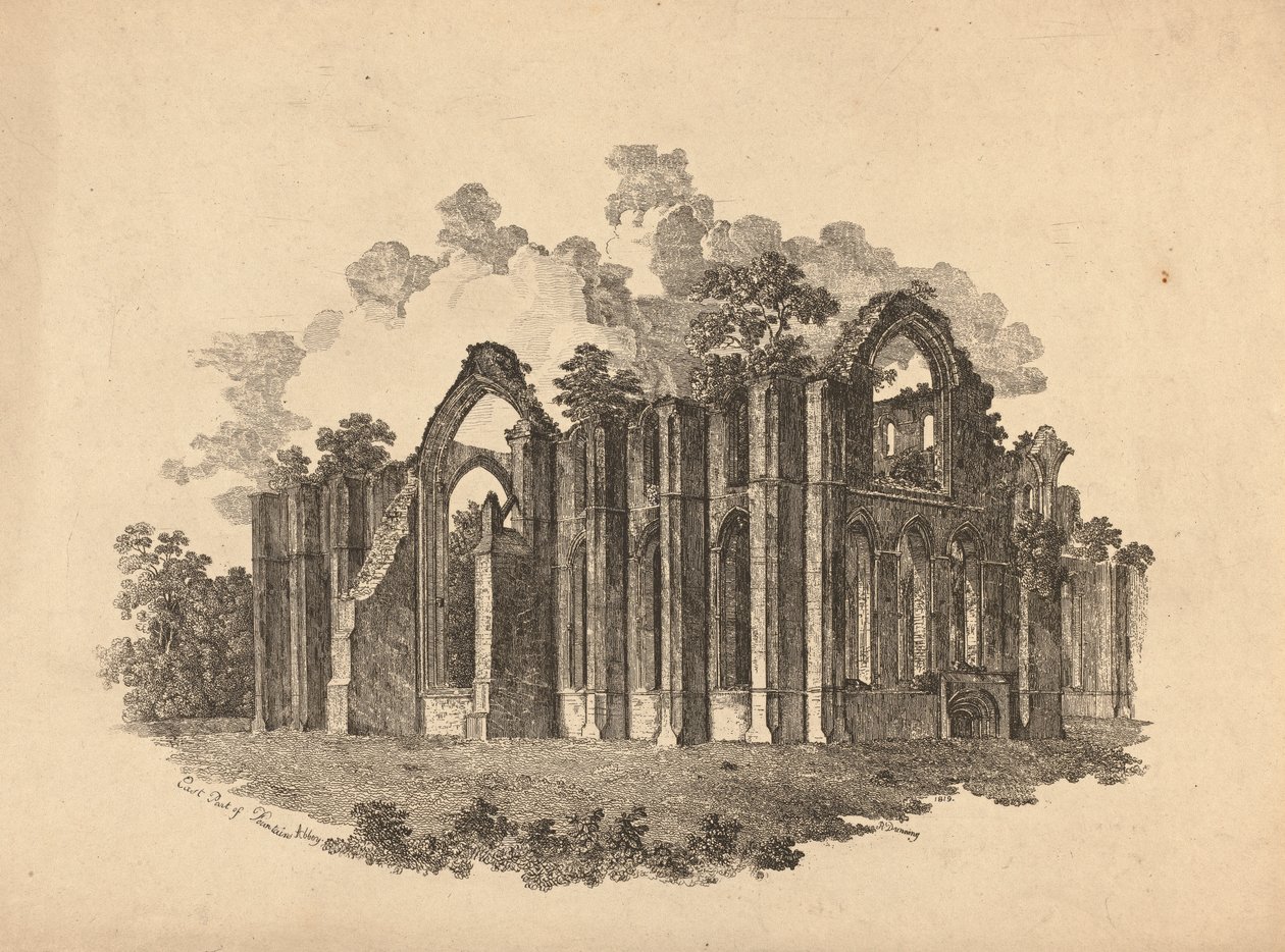 East Part of Fountains Abbey by R. Dunning