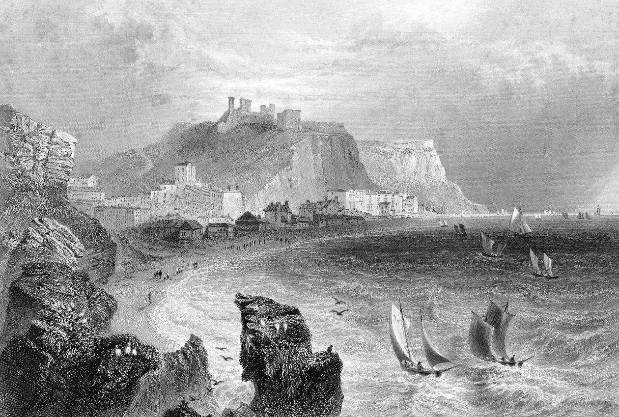 The Coastline at Hastings, East Sussex by R. Wallis