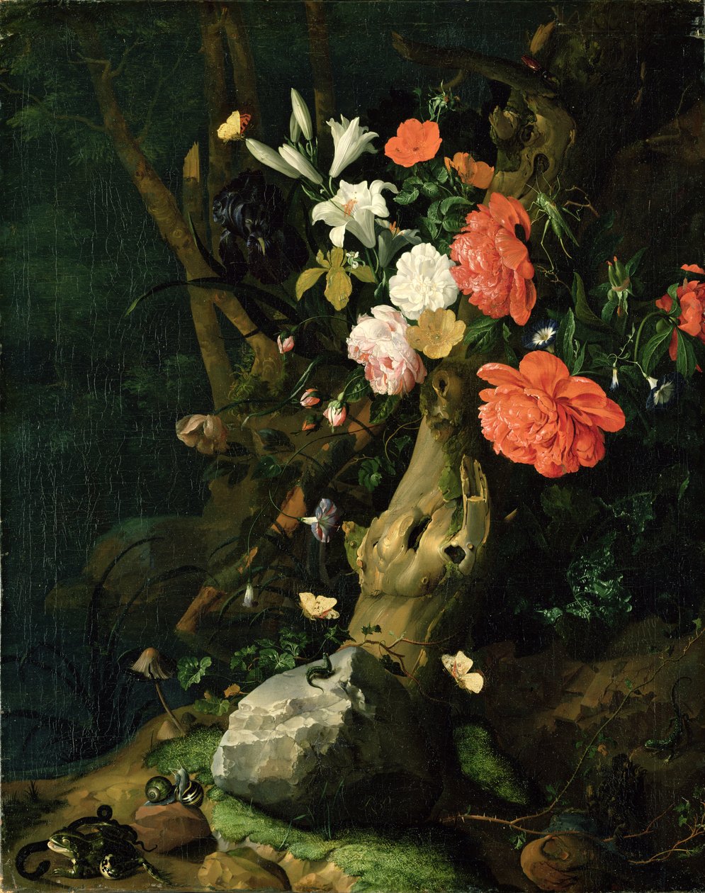 Still Life of Flowers on Woodland Ground by Rachel Ruysch