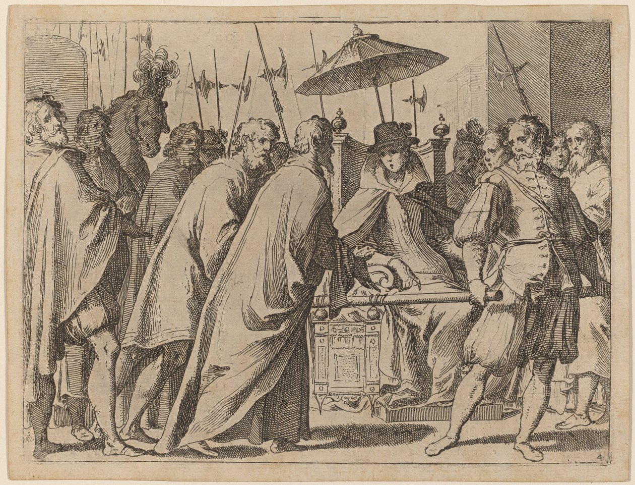 Margaret of Austria Being Carried in a Chaise by Raffaello Schiaminossi