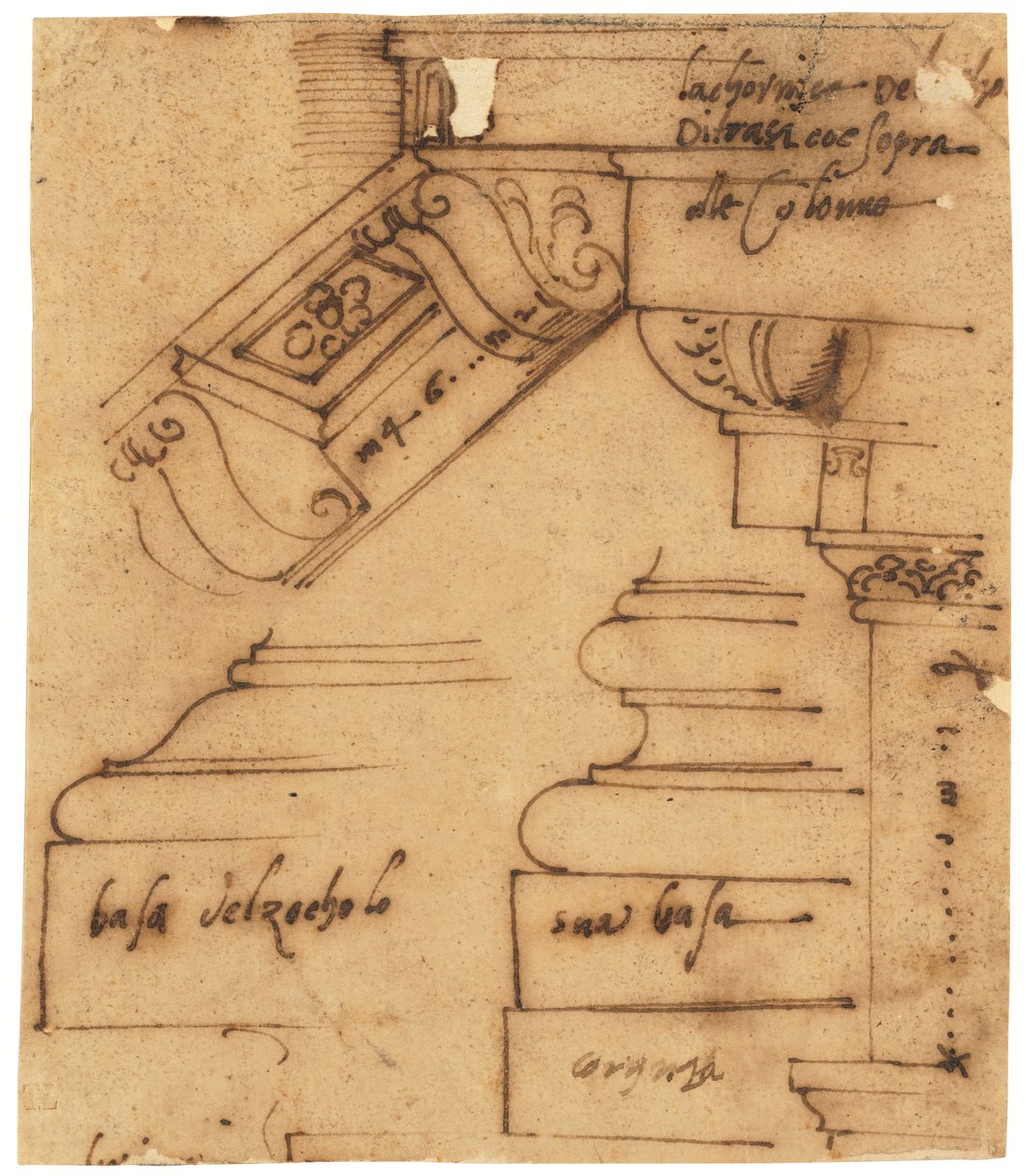 Sketches of Various Elements of the Arch of Constantine, Rome by Raffaello da Montelupo