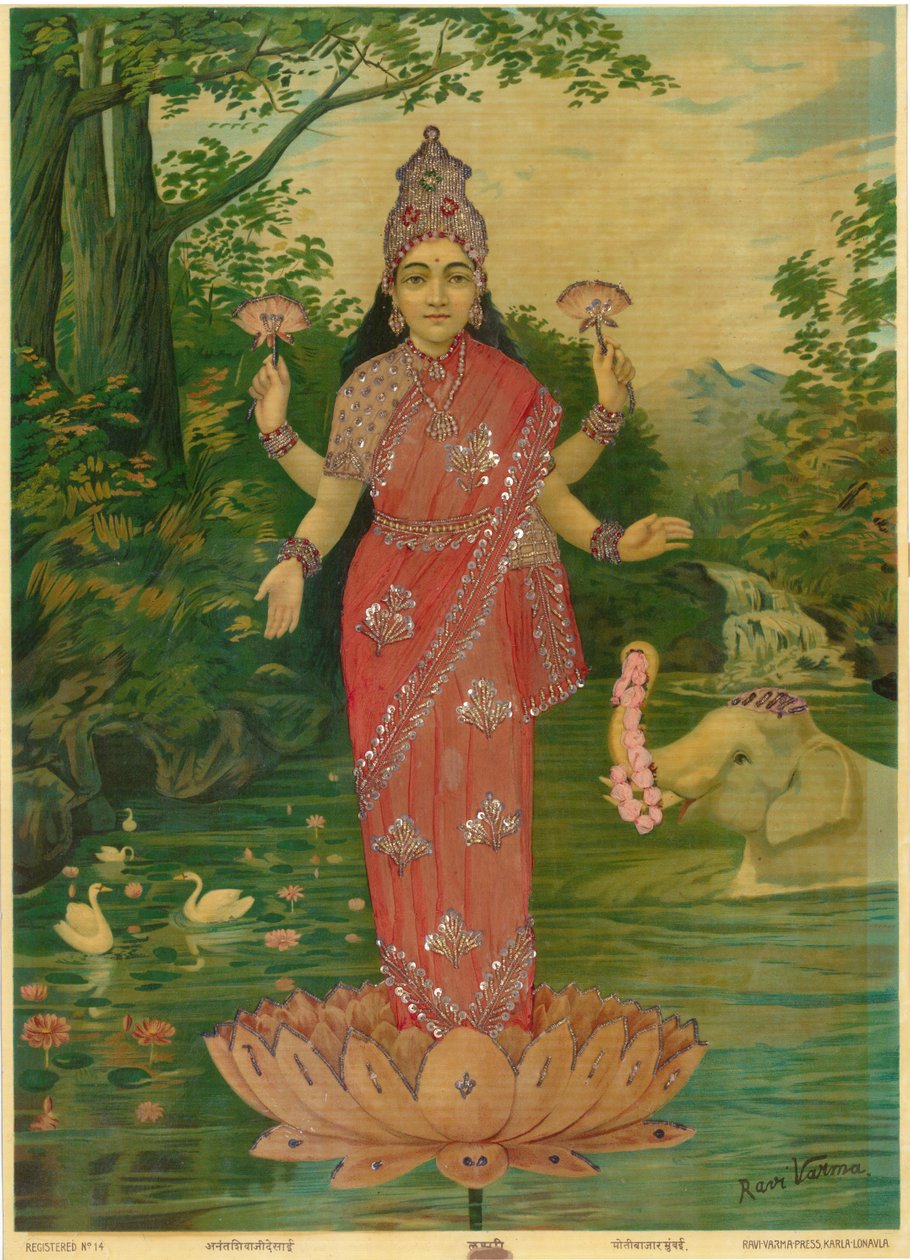 Lakshmi Embellished by Raja Ravi Varma