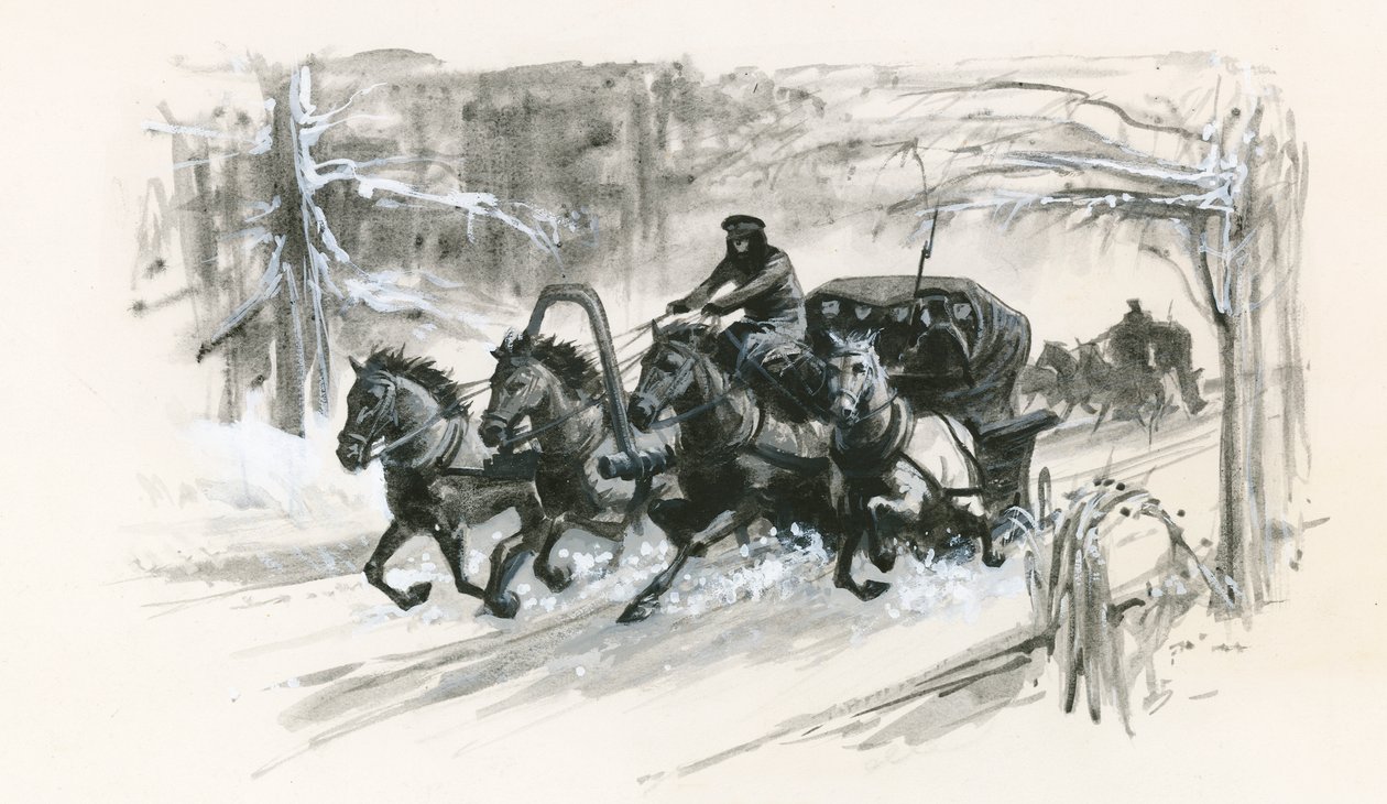 Dostoevsky and His Fellow Prisoners Were Packed into Closed Sleighs for the Long Journey to Siberia by Ralph Bruce