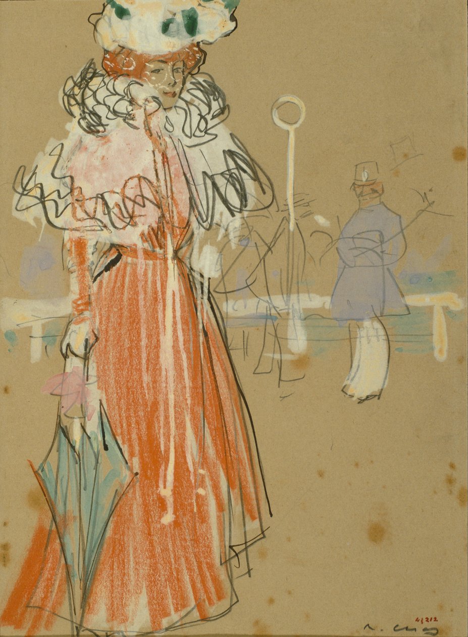 Female Figure in Red by Ramon Casas i Carbo