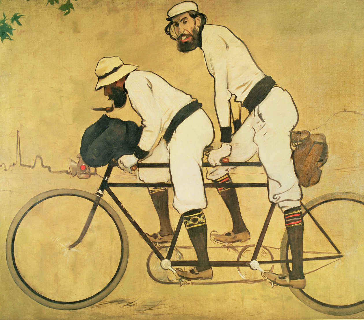 Self Portrait of Casas with Pere Romeu on a Tandem by Ramon Casas i Carbo