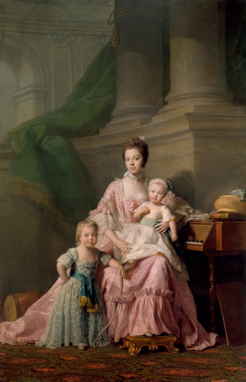 Queen Charlotte 1744-1818, with Her Two Eldest Sons (1769) by Ramsay