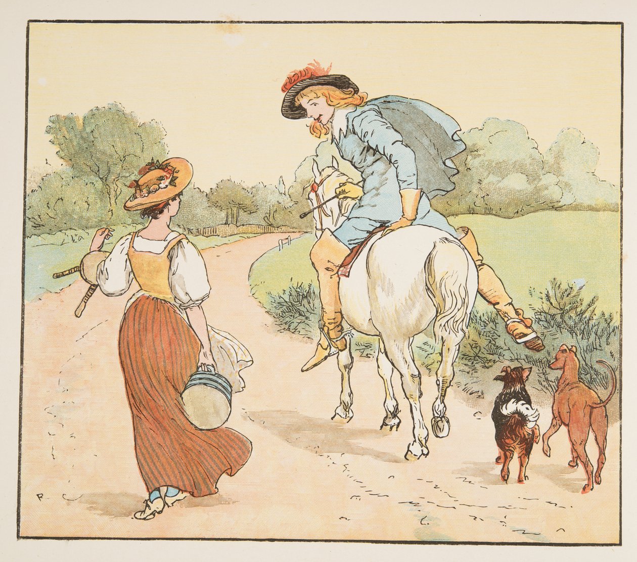 Shall I Go with You My Pretty Maid?, from The Hey Diddle Diddle Picture Book, pub.1882 by Randolph Caldecott