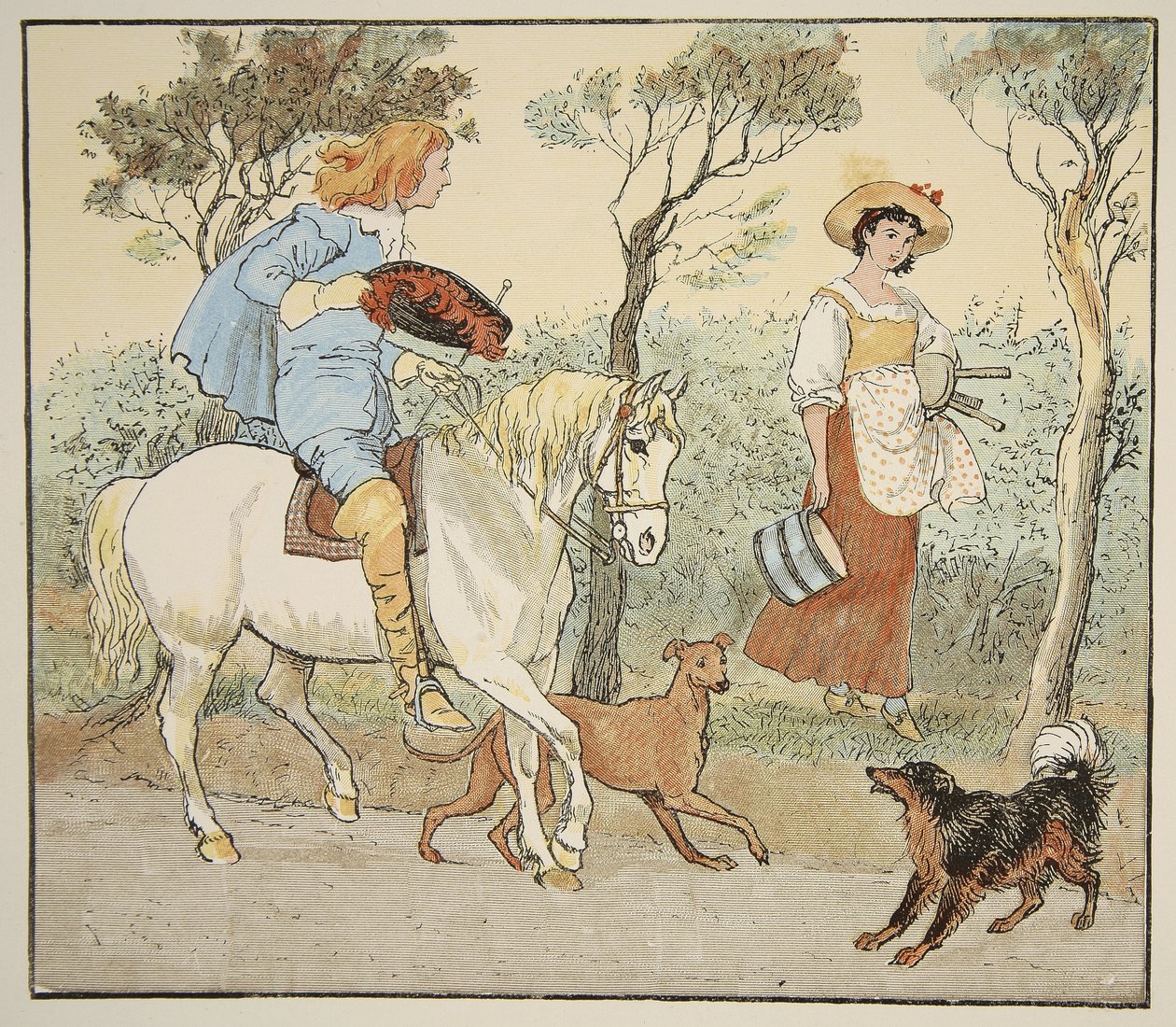 Where Are You Going, My Pretty Maid, illustration from The Milkmaid, pub. by Frederick Warne and Co. by Randolph Caldecott