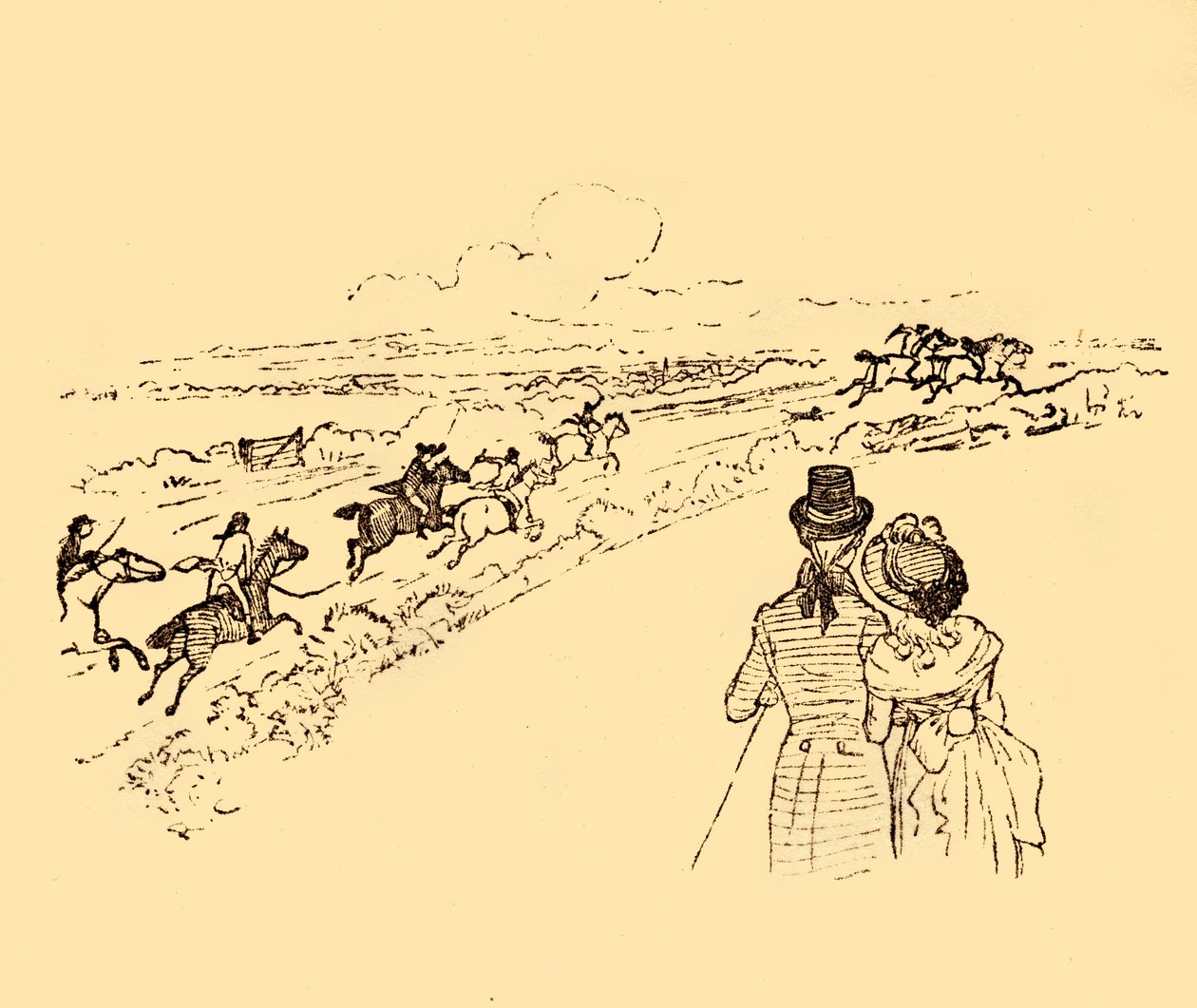 Bystanders Watch as John Gilpin is Chased Across the Countryside by Randolph Caldecott