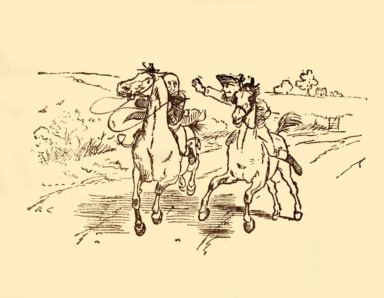 John Gilpin is found by the postboy from the Bell Inn by Randolph Caldecott