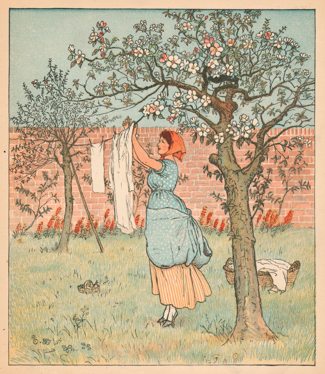 The Maid was in the Garden, Hanging out the Clothes, 1880 by Randolph Caldecott