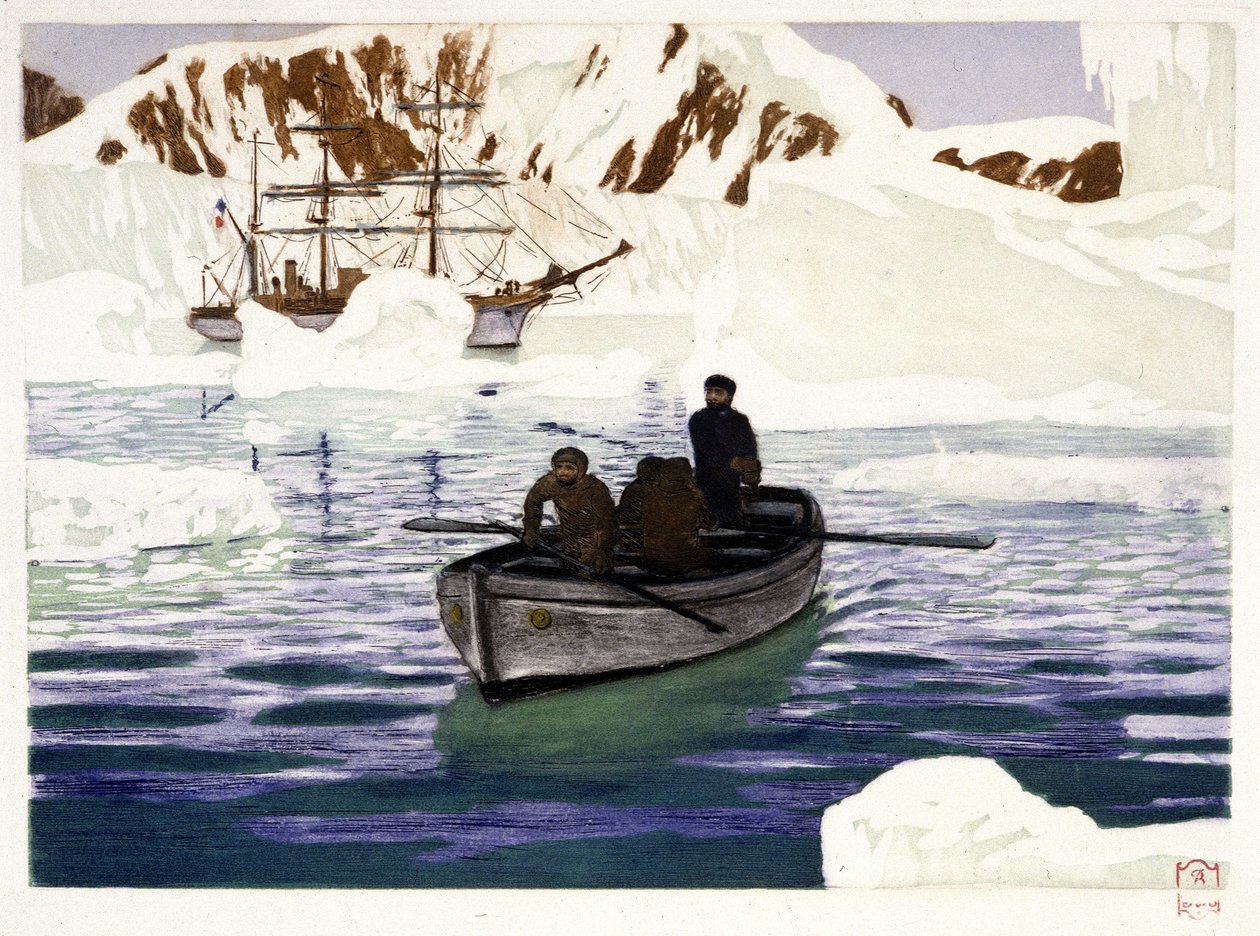 Charcot and the Crew of Why Pas at the Pole - Drawing by Dugardier, in 