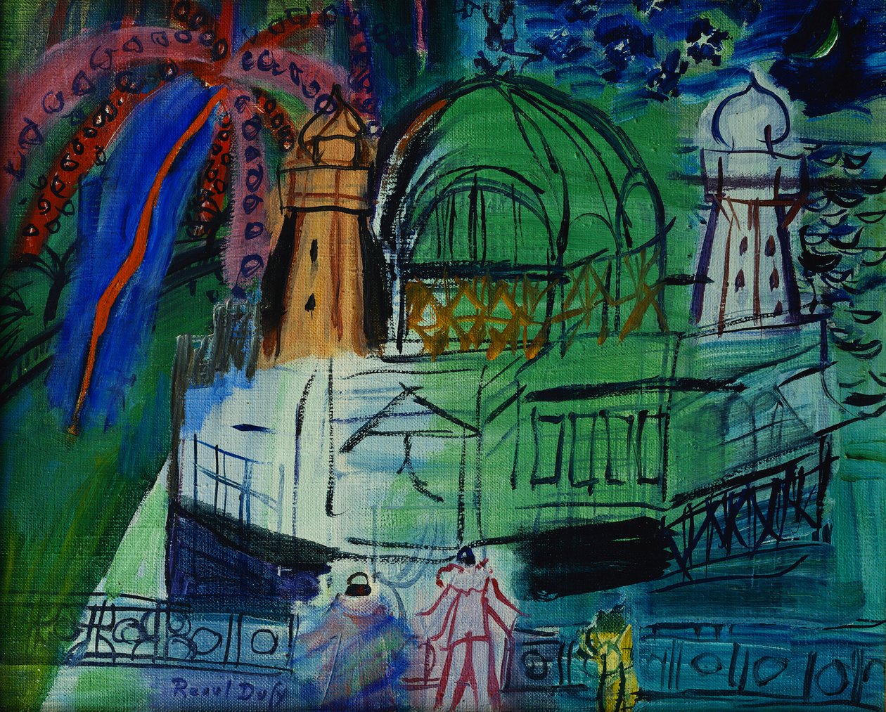 The Casino of Nice with Two Masks Fireworks, circa 1948-1950 by Raoul Dufy