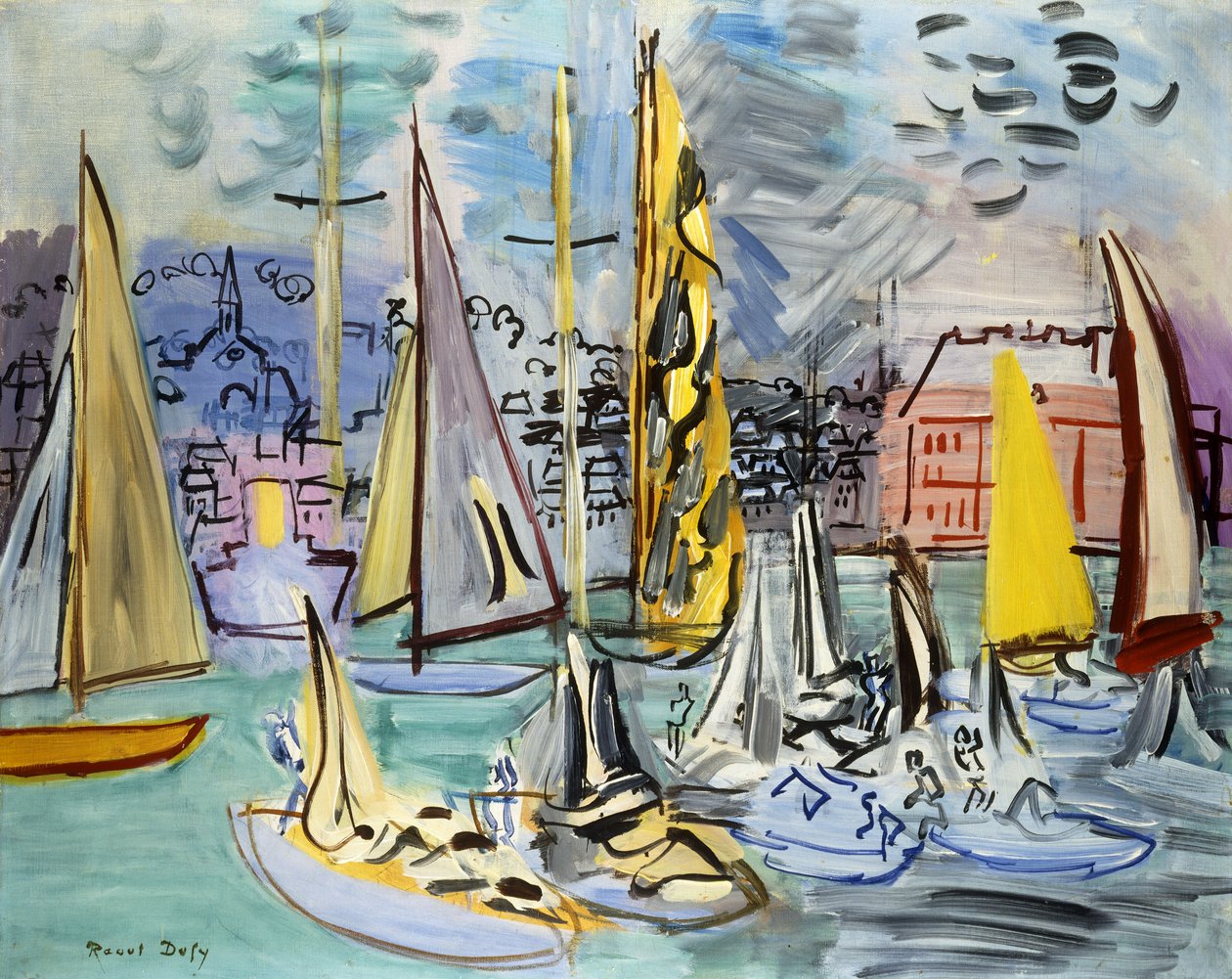 Sailing Boats in the Harbour at Deauville by Raoul Dufy