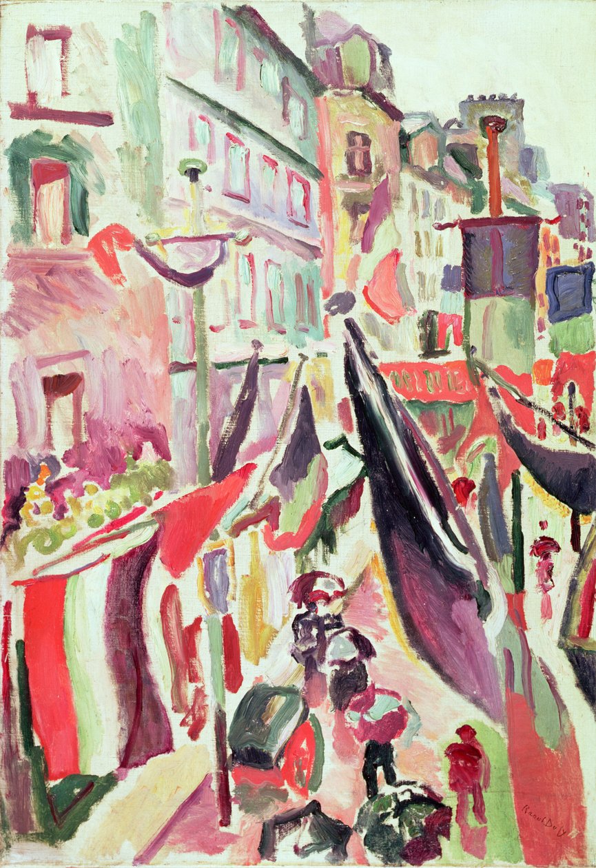 Street Decorated with Flags, Le Havre by Raoul Dufy