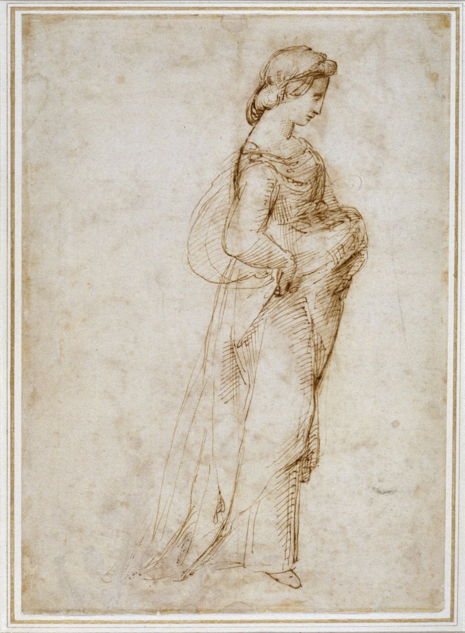 Female Figure Walking to Right by Raffaello Sanzio Raphael