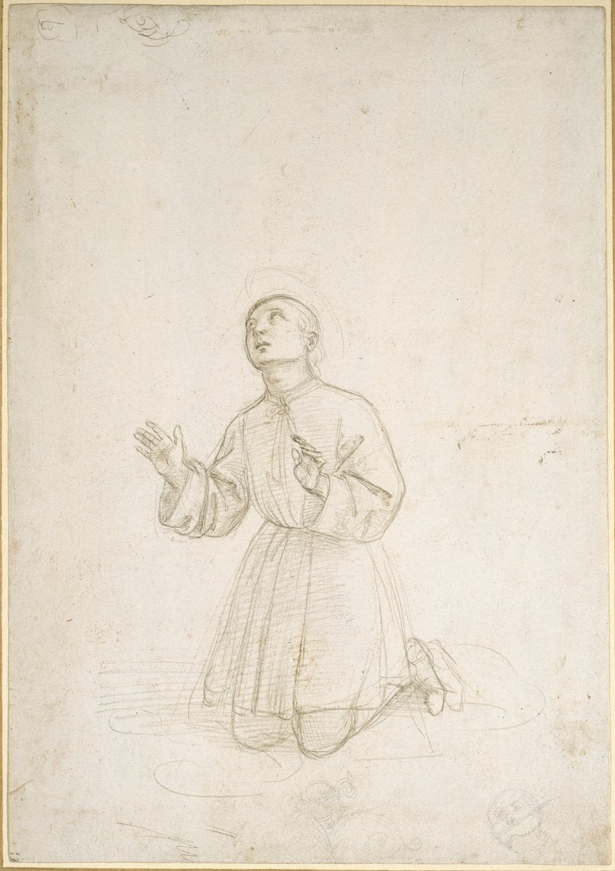 Kneeling Figure of a Youth by Raffaello Sanzio Raphael
