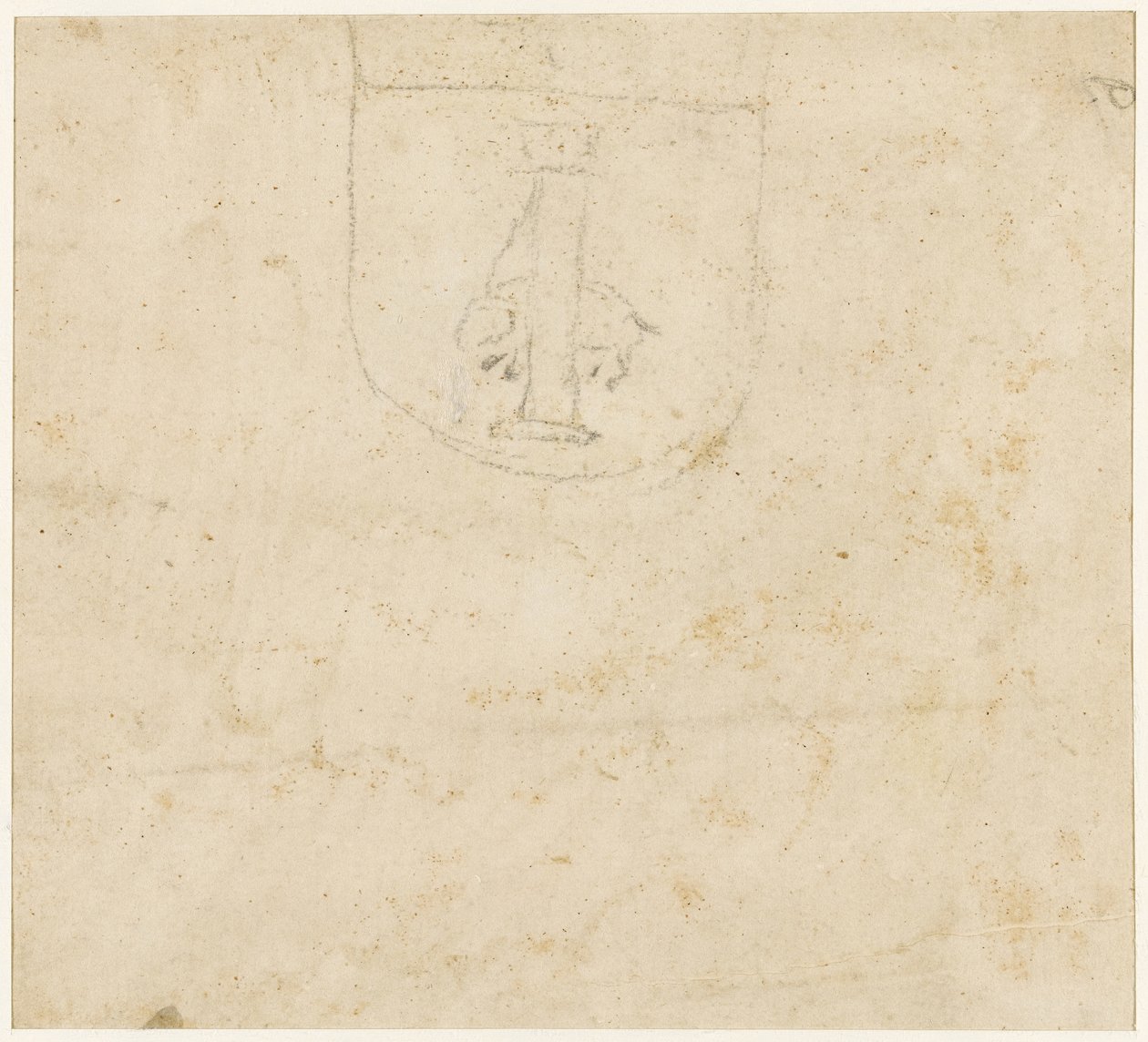 Sheet of Studies: Sketch of a Coat of Arms with an Animal Tied to a Column as Charge by Raffaello Sanzio Raphael