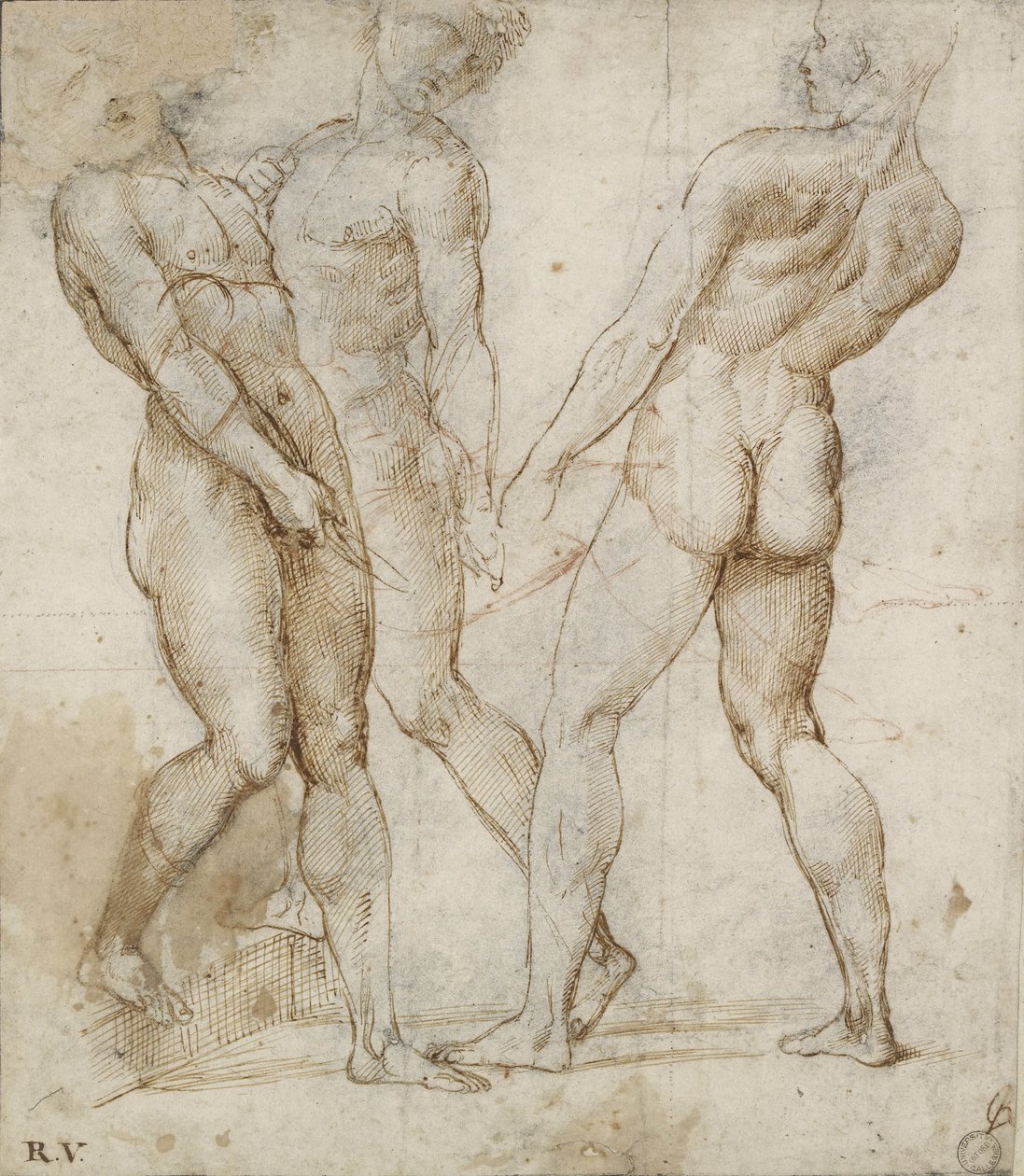 Three Nude Bearers by Raffaello Sanzio Raphael